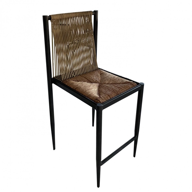 TS-415 - Μεταλλικό Σκαμπό Μπαρ με ψάθα. 46x50x115cm