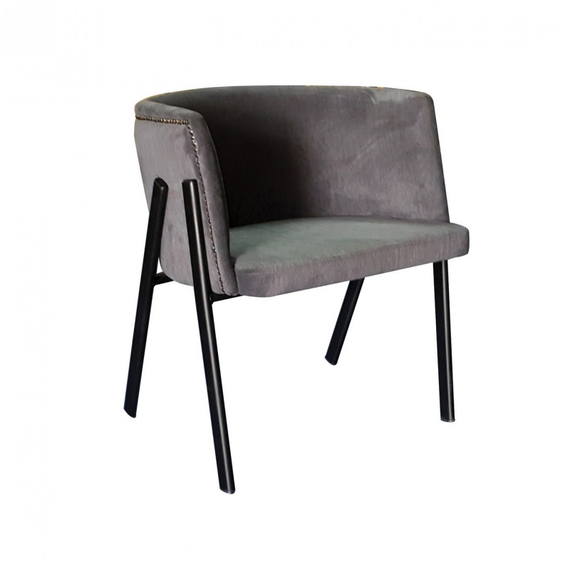 TS-438 - Πολυθρόνα μεταλλική γκρι με ύφασμα 55X56X85cm