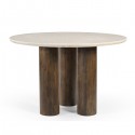 HIPPO 120 TRAVERTINO DINING TABLE ROUND   120 × 120 × 77 cm (L x W x H)  τραπ;έζι  απο  ξυλο mango
