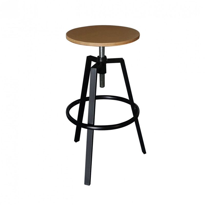 TS-495 - Mεταλλικό Σκαμπό ρυθμιζόμενo 495 με έδρα από ξύλο πλακάζ