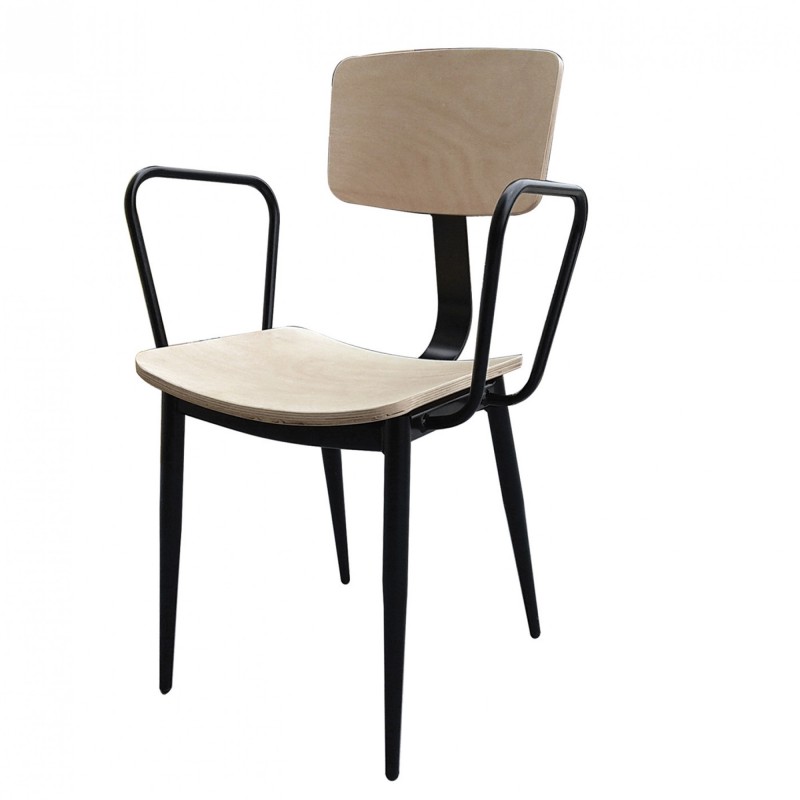 TS-335 - Μεταλλική Πολυθρόνα 335 με έδρα από ξύλο πλακάζ οξιά. 62x54x85cm