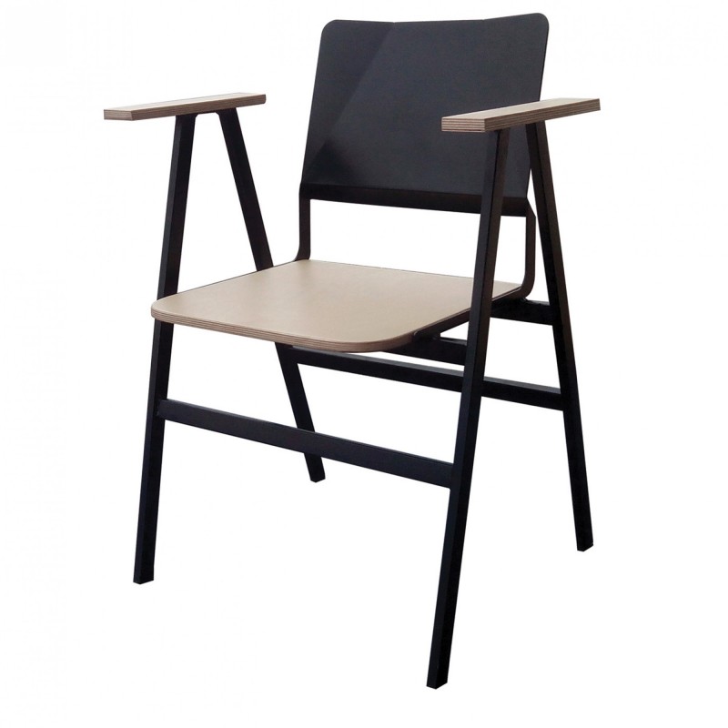 TS-388 -Μεταλλική Πολυθρόνα 388 με έδρα από ξύλο πλακάζ. 51x55x82cm