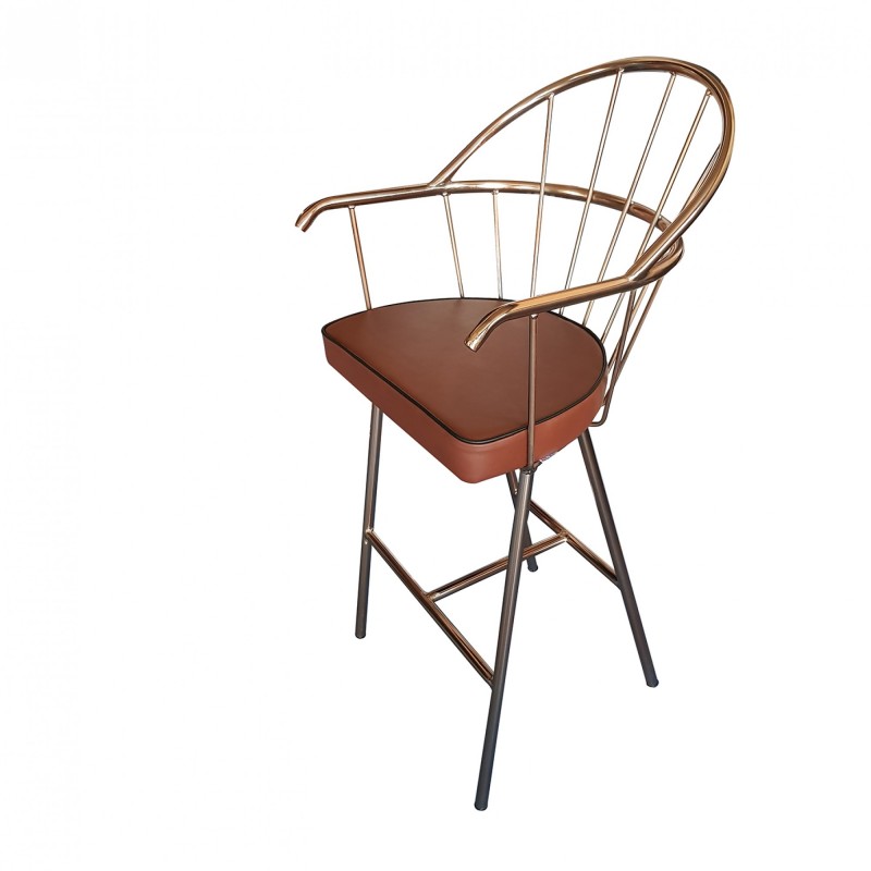 TS-486 - Μεταλλικό Σκαμπό Μπαρ 486 με τεχνόδερμα η ύφασμα. 56x56x120cm