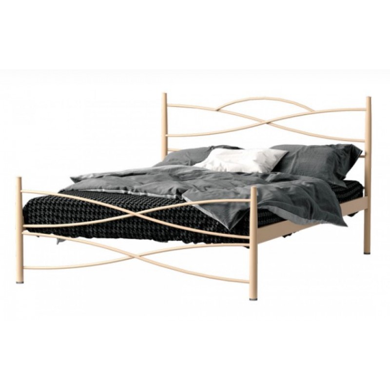 TS-105 - Μεταλλικό Κρεβάτι μπεζ για στρώμα 90x190cm