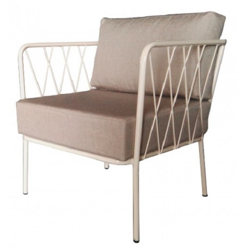 TS-620 - Καναπές μονοθέσιος μεταλλικός μπεζ με ύφασμα 70X75X70 