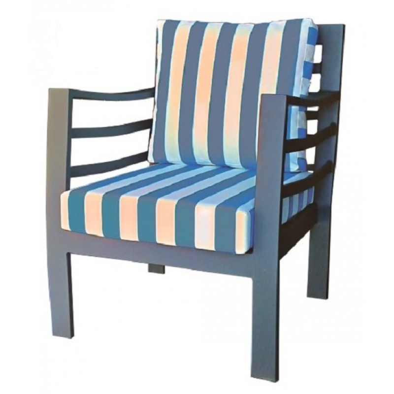 TS-622 - Καναπές μονοθέσιος μεταλλικός γκρι με ύφασμα 68X75X85