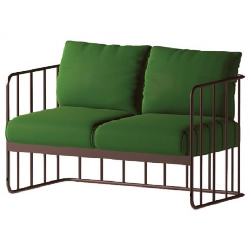 TS-627 - Καναπές μεταλλικός καφέ με ύφασμα 125X70X90