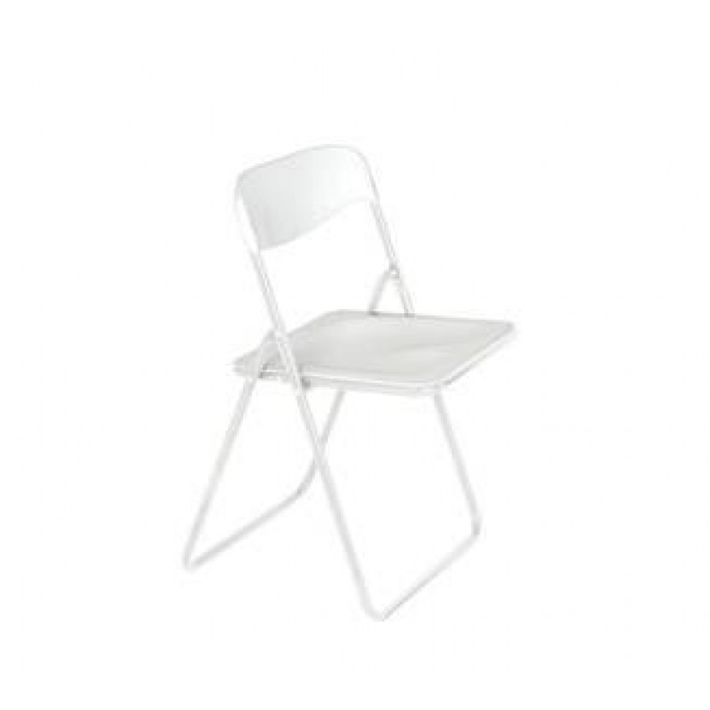 POKER ΛΕΥΚΗ  Πτυσσόμενη καρέκλα με μεταλλικό σκελετό και πλαστική πλάτη-κάθισμα Διάσταση: 78X45,5X48 ανοιχτή