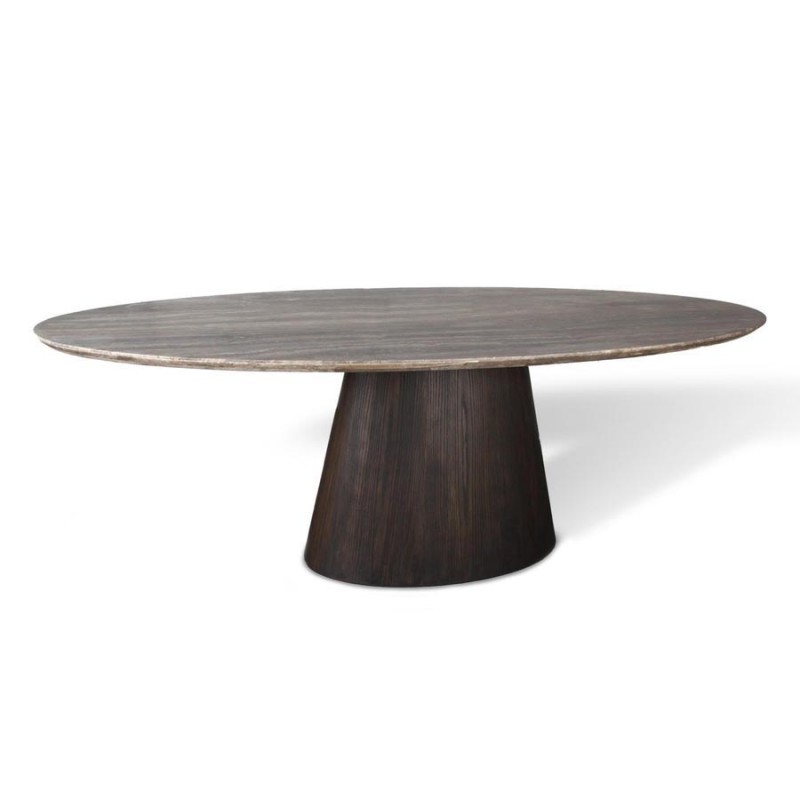 ΤΡΑΠΕΖΑΡΙΑ OVAL DIZZY ΓΚΡΙ TRAVERTINE 3069003