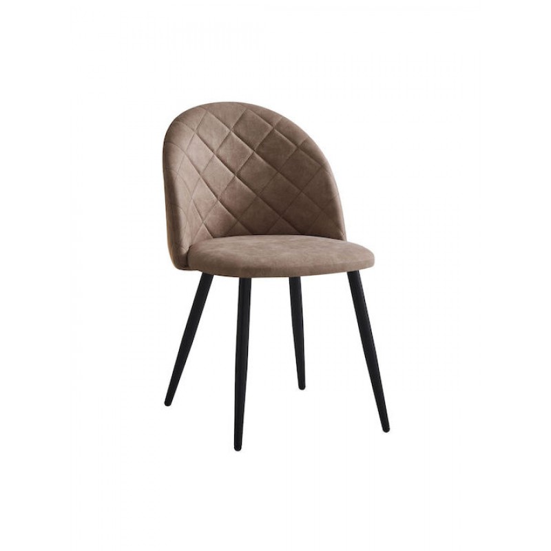 BELLA Καρέκλα Τραπεζαρίας, Μέταλλο Βαφή Μαύρο, Ύφασμα Απόχρωση Suede Μπεζ Κωδικός: [Ε-00023872] ΕΜ757,1S