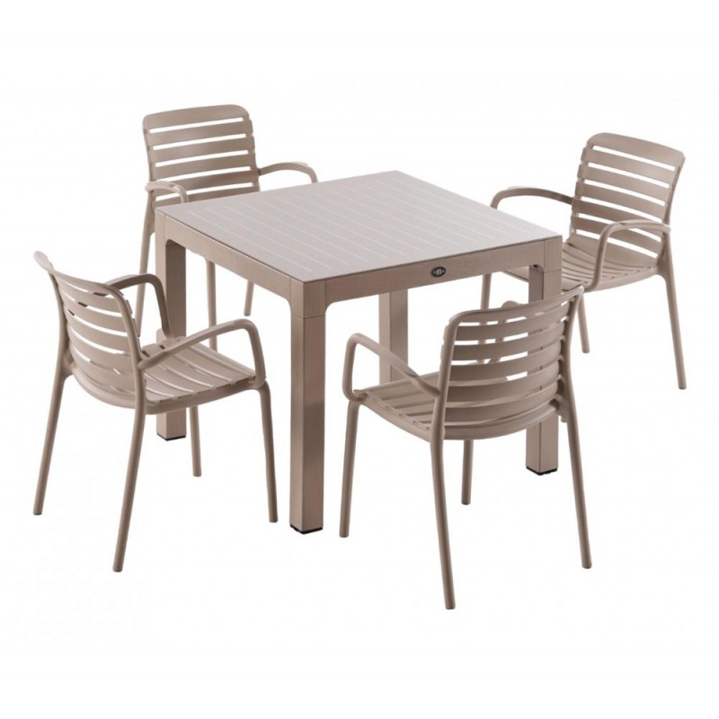 Parma τραπεζαρία set 5τμχ    Τραπέζι με Τζάμι  ΧΡΩΜΑ TAUPE    45956-117442  