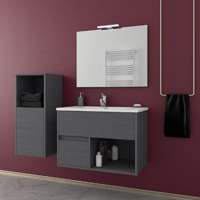 Drop Sorento 75 Πάγκος με Νιπτήρα & Καθρέπτη Graphite Wood Κωδικός: 51785860