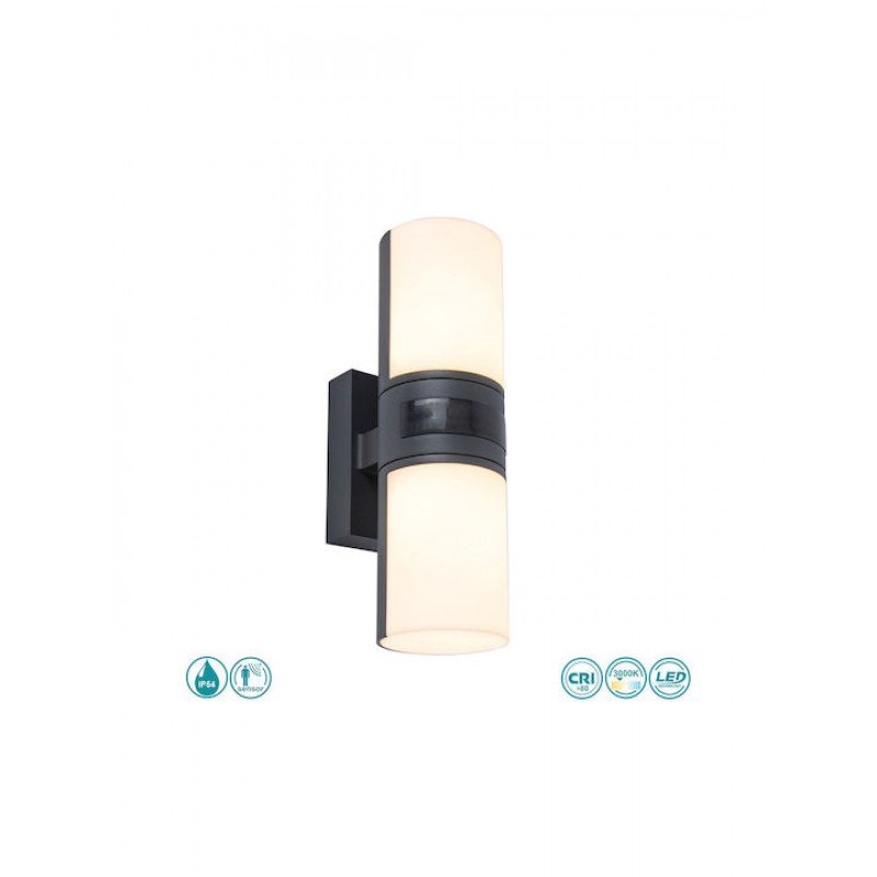 Lutec Cyra Επιτοίχια Εξωτερική Πλαφονιέρα LED IP54 15W με Θερμό Λευκό Φως Διπλής Δέσμης 12x24.5x7.8εκ. Κωδικός: 5198102118