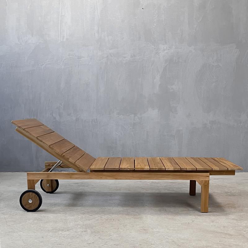 ARCADIA SUNBED TEAK WITH WHEELS  196 × 65 × 31cm  code  200705200