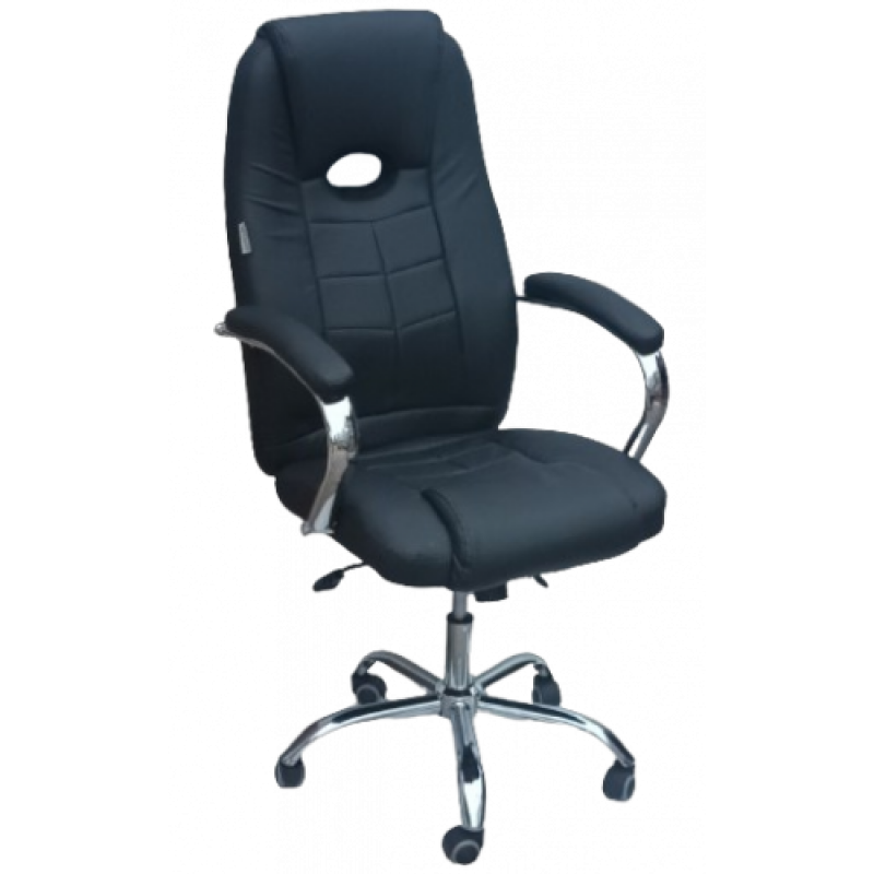 KP-001 πολυθρόνα διευθυντού δερματίνη ΜΑΥΡΗ, 64x73x113/122