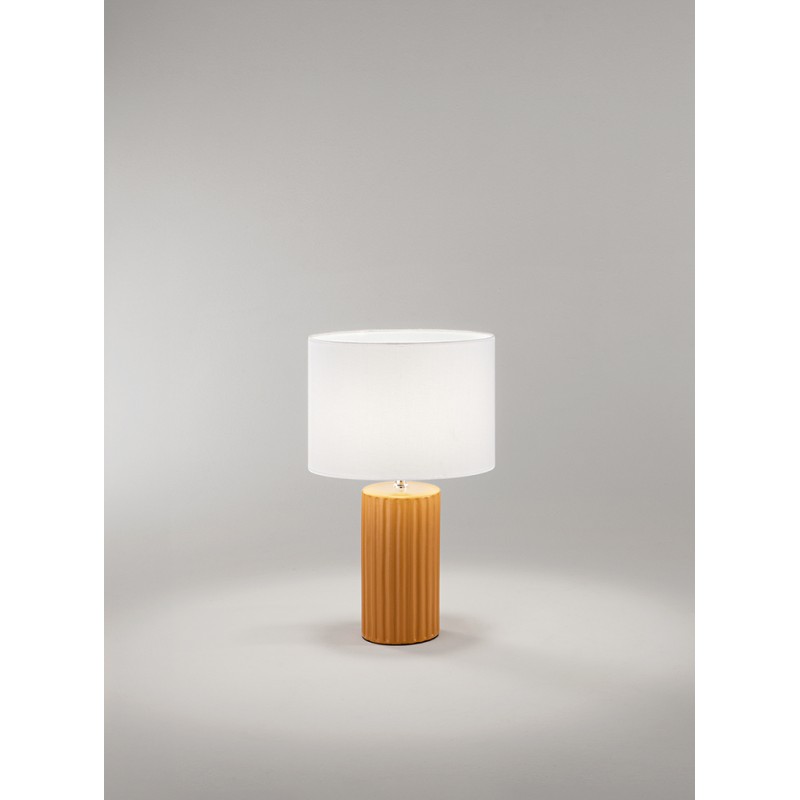 TRIBALE 8288 AR Επιτραπέζιο φωτιστικό κεραμικό με υφασμάτινο καπέλο PERENZ Ø28cm πορτοκαλί ματ - λευκό