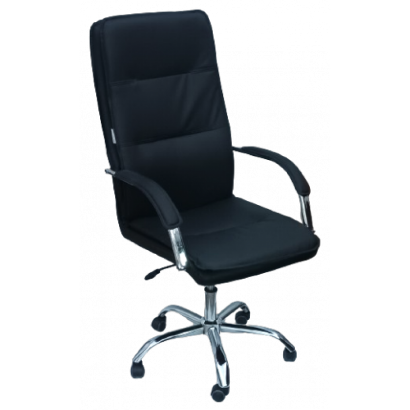 2100 πολυθρόνα γραφείου δερματίνη ΜΑΥΡΗ, 60x65x110/119