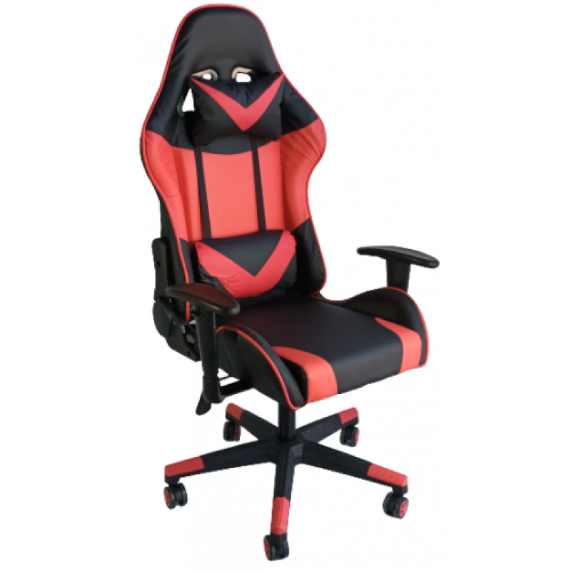 BS-D007 πολυθρόνα γραφείου δερματίνη ΜΑΥΡΗ-ΚΟΚΚΙΝΗ, 70x60x122/131