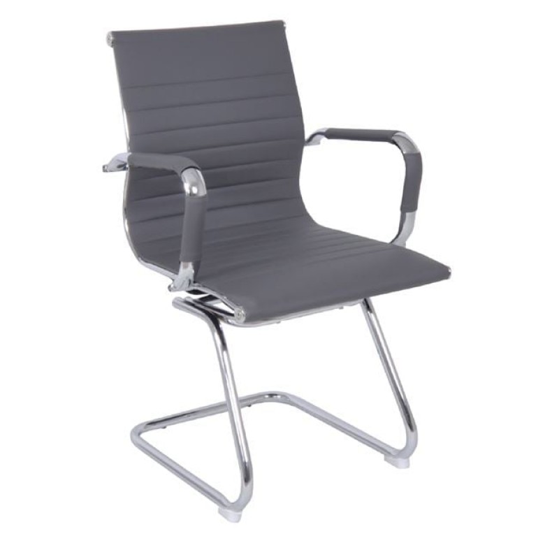 BF3300V Πολυθρόνα Γραφείου Επισκέπτη, Μέταλλο Βάση Χρώμιο PU Γκρι Κωδικός: [Ε-00017854] ΕΟ277,3