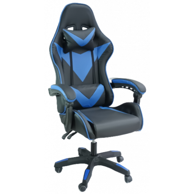 G-2 πολυθρόνα γραφείου δερματίνη ΜΑΥΡΗ-ΜΠΛΕ, 67x60x122/132