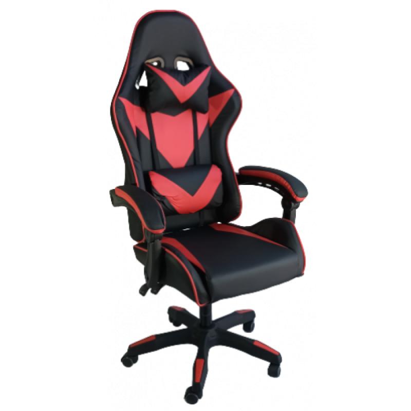  G-2 πολυθρόνα γραφείου δερματίνη ΜΑΥΡΗ-ΚΟΚΚΙΝΗ, 67x60x122/132