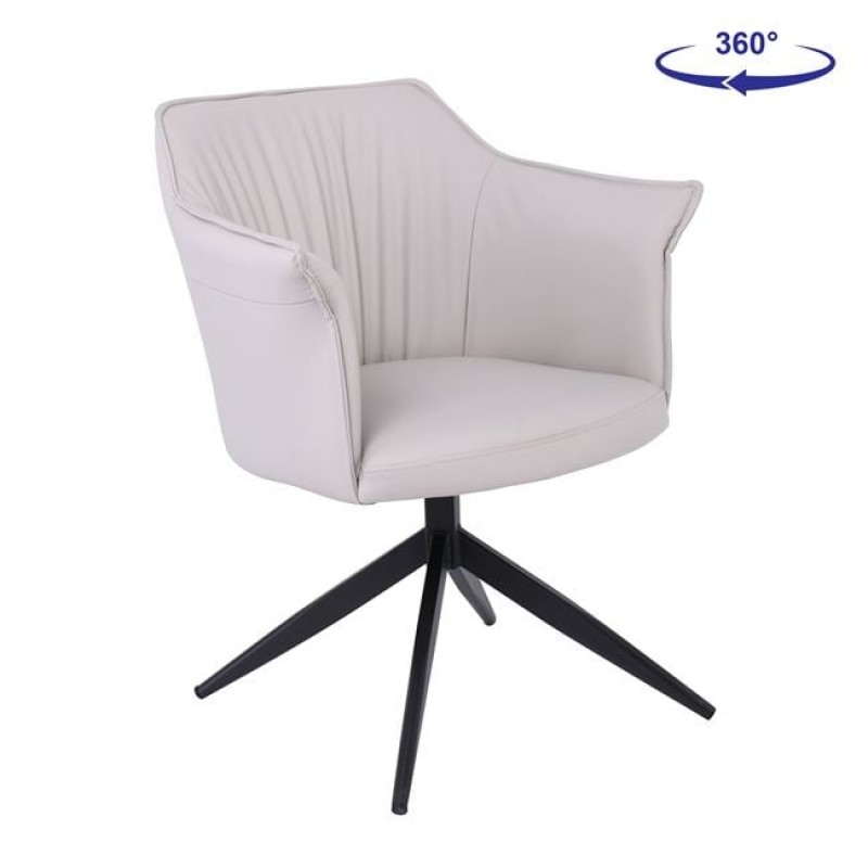 EVELYN Πολυθρόνα Περιστρεφόμενη, Μέταλλο Βαφή Μαύρο, Pu Γκρι-Μπεζ Κωδικός: [Ε-00025096] ΕΜ718,3