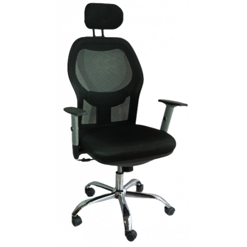 HS-213 πολυθρόνα γραφείου ύφασμα mesh ΜΑΥΡΗ, 68x57x110/122