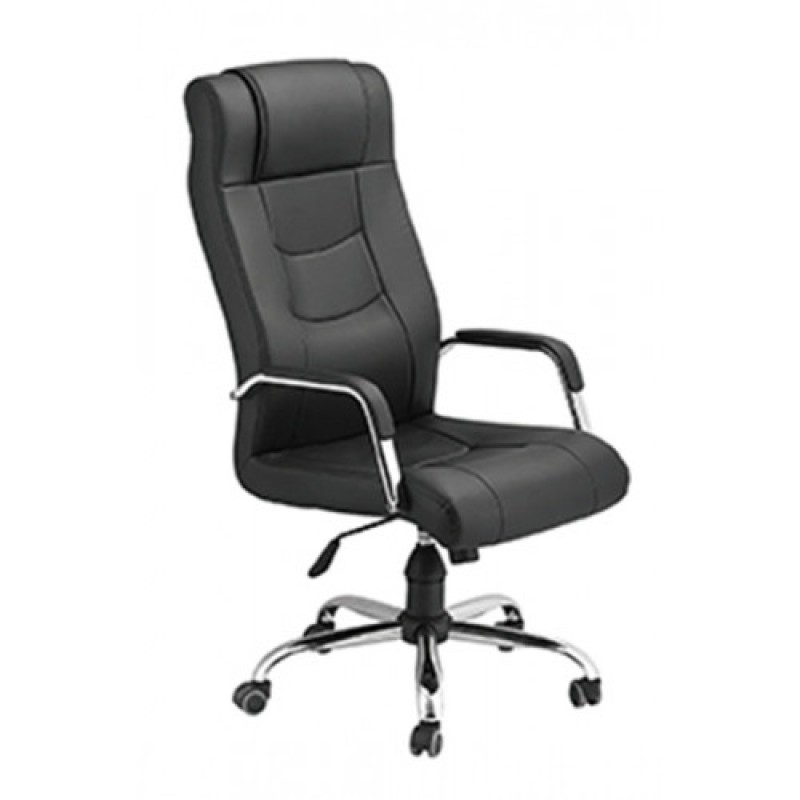  B-001S πολυθρόνα γραφείου δερματίνη ΜΑΥΡΗ, 57x70x113/120