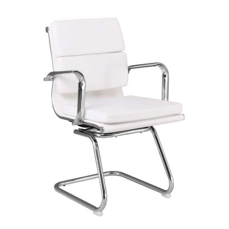 BF4800V Πολυθρόνα Γραφείου Επισκέπτη, Μέταλλο Χρώμιο, PU Άσπρο Κωδικός: [Ε-00015022] ΕΟ235,1