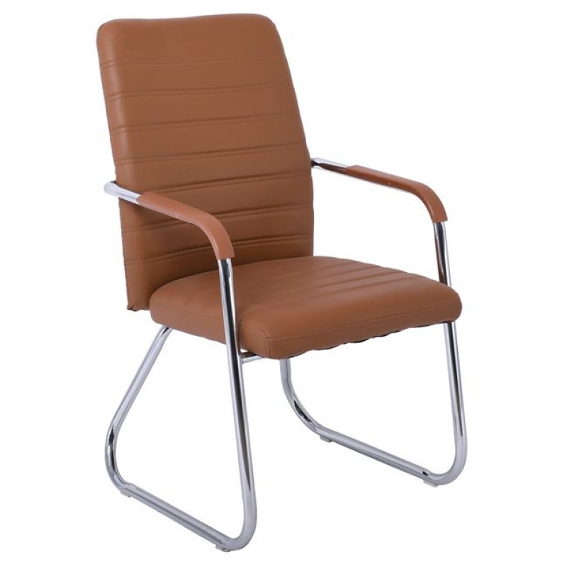 COLLET Πολυθρόνα Γραφείου Επισκέπτη Μέταλλο Χρώμιο, Pu Καφέ Κωδικός: [Ε-00018985] ΕΟ555,3