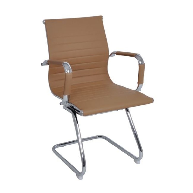 BF3300V Πολυθρόνα Γραφείου Επισκέπτη, Μέταλλο Βάση Χρώμιο PU Μπεζ Κωδικός: [Ε-00014153] ΕΟ277,1