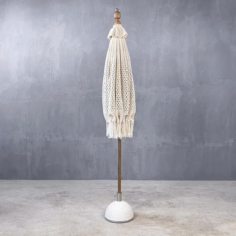 ΟΜΠΡΕΛΑ ΞΥΛΟΥ - BALINESE UMBRELLA TEAK BAMBOO MACRAME 185 -   185 × 185 × 245  code 141295