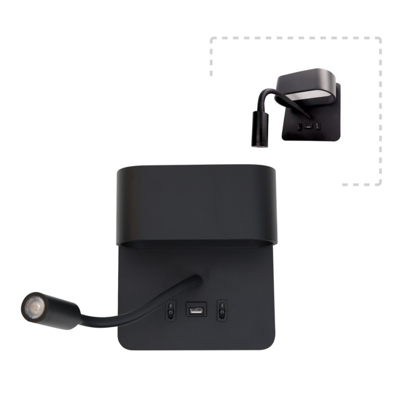 Apple Επιτοίχιο φωτιστικό LED 9W 3000K από μαύρο μέταλλο D:16cm (43036-BL)