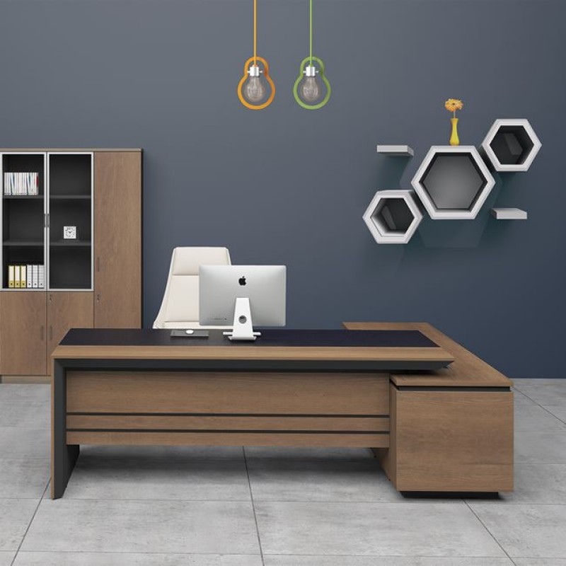 PROLINE Γραφείο Αριστερή Γωνία Απόχρωση Καρυδί Δρυς - Μαύρο Κωδικός: [Ε-00022190] ΕΟ811,L