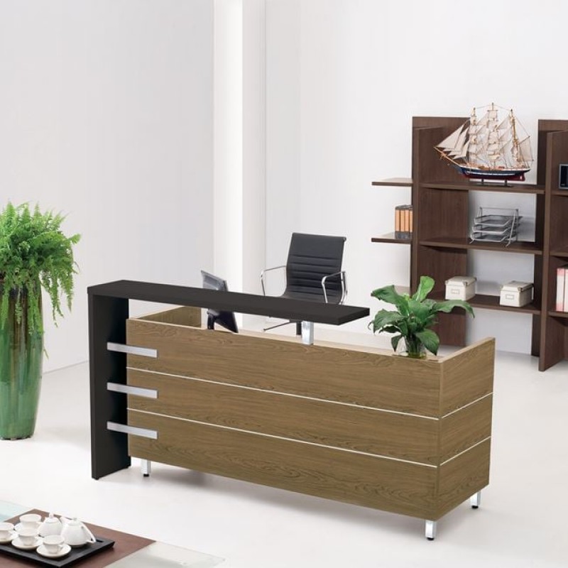 PROLINE Reception - Γραφείο Απόχρωση Καρυδί Δρυς - Μαύρο Κωδικός: [Ε-00020615] ΕΟ943