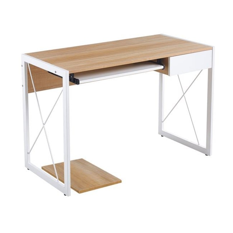 UNIT Γραφείο Η/Υ, Μέταλλο Βαφή Άσπρο, Melamine Απόχρωση Sonoma Κωδικός: [Ε-00025239] ΕΟ4393