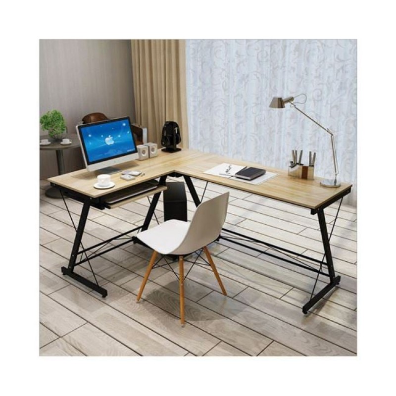 ΓΡΑΦΕΙΟ Η/Υ Γωνία, Μέταλλο Βαφή Μαύρο, Επιφάνεια Απόχρωση Maple Κωδικός: [Ε-00021930] ΕΟ408,2