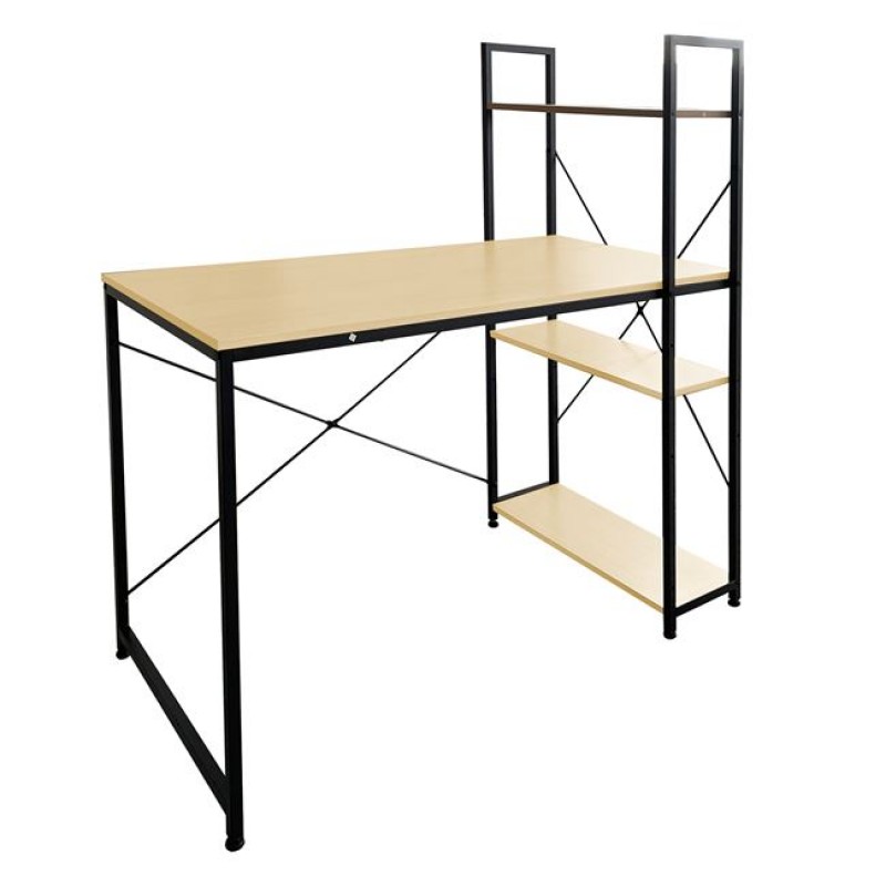 ΓΡΑΦΕΙΟ Η/Υ με 4 Ράφια Μέταλλο Βαφή Μαύρο, Melamine Beech Κωδικός: [Ε-00024823] ΕΟ411,1