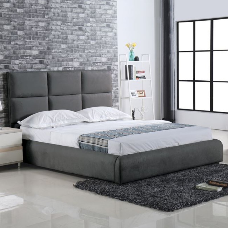 MAXIM Κρεβάτι Διπλό, για Στρώμα 160x200cm, Ύφασμα Σκούρο Γκρι Κωδικός: [Ε-00020709] Ε8080,3