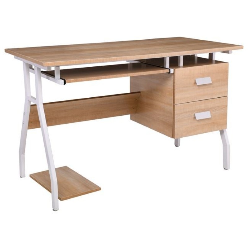 UNIT Γραφείο Η/Υ Μέταλλο Βαφή Άσπρο, Melamine Απόχρωση Sonoma Κωδικός: [Ε-00022066] ΕΟ434