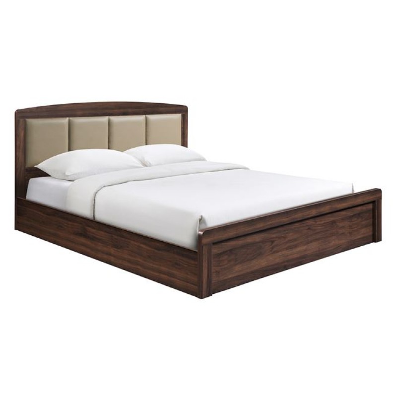 CALIBER Κρεβάτι Διπλό για Στρώμα 160x200cm, Απόχρωση Καρυδί, Κεφαλάρι Pu Μπεζ Κωδικός: [Ε-00025706] Ε7386,2