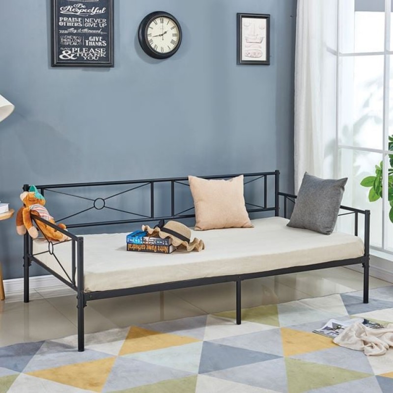 QUEEN Daybed Κρεβάτι Μέταλλο Βαφή Μαύρο Κωδικός: [Ε-00021539] Ε8019,1