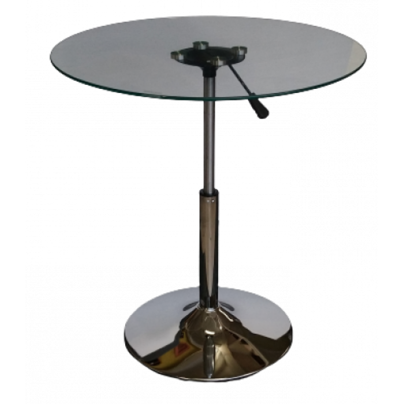 SUGAR τραπέζι χρωμίου ρυθμιζόμενο με τζάμι, Φ70x59/79