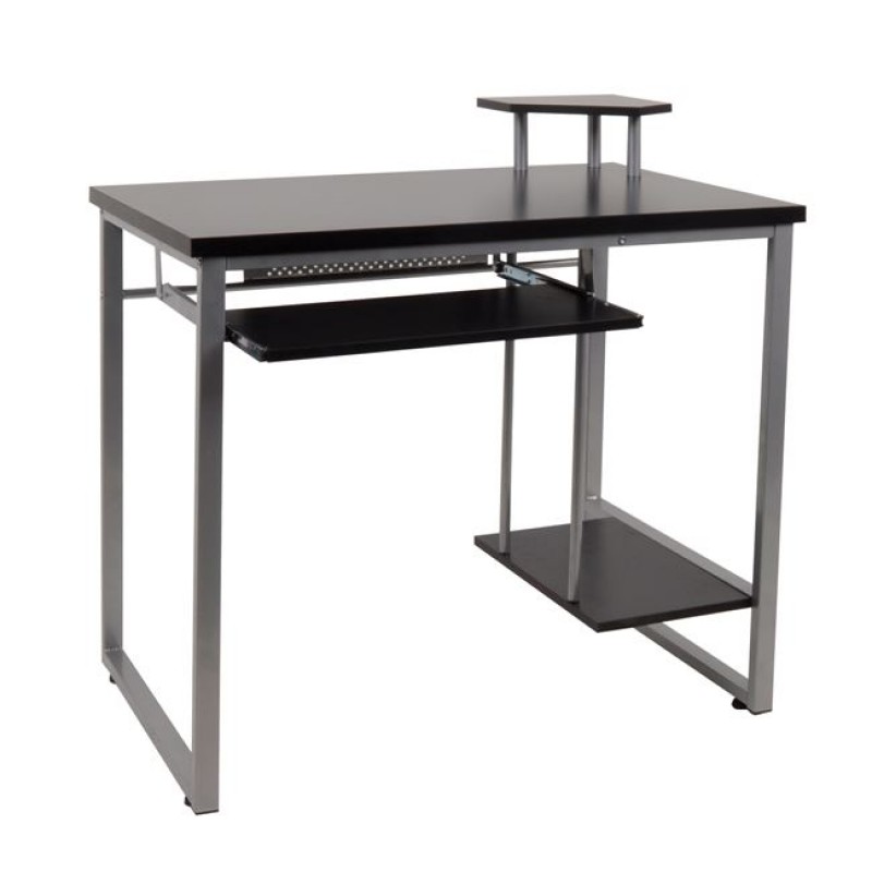 ΓΡΑΦΕΙΟ με Βάση Η/Υ και Ράφι Πληκτρολογίου, Μέταλλο Βαφή Silver, MDF απόχρωση Wenge Κωδικός: [Ε-00014077] ΕΟ407