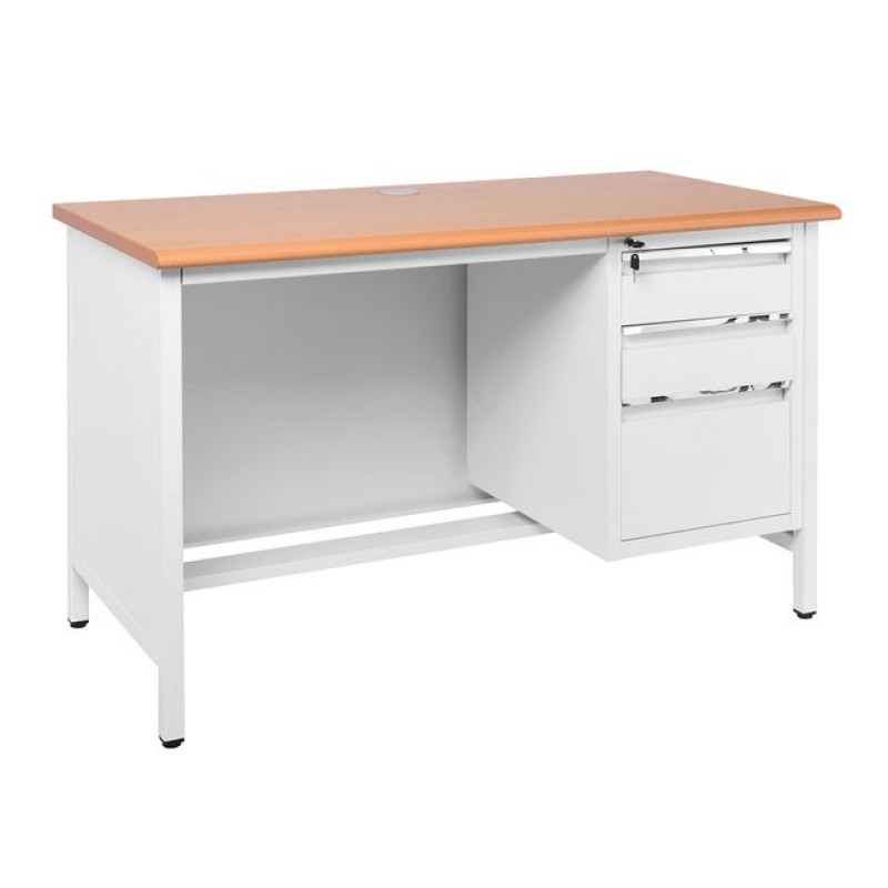 ΓΡΑΦΕΙΟ 3-Συρτάρια, Μέταλλο Βαφή Άσπρο, Επιφάνεια Απόχρωση Maple Κωδικός: [Ε-00025166] ΕΟ444,1