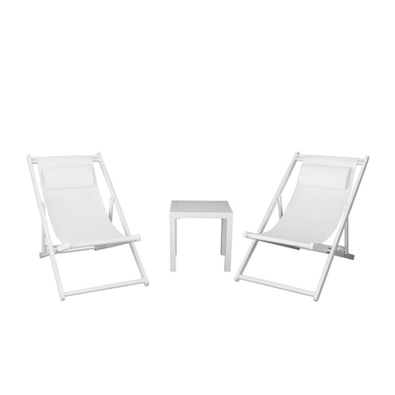 Σετ Σεζλόνγκ αλουμινίου με μαξιλάρι και textilene λευκό 5444G + 5424G