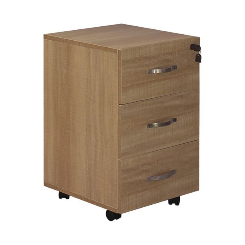 UNIT Συρταριέρα Γραφείου, 3 Συρτάρια, Τροχήλατη, Melamine Απόχρωση Sonoma Κωδικός: [Ε-00022071] ΕΟ438,3