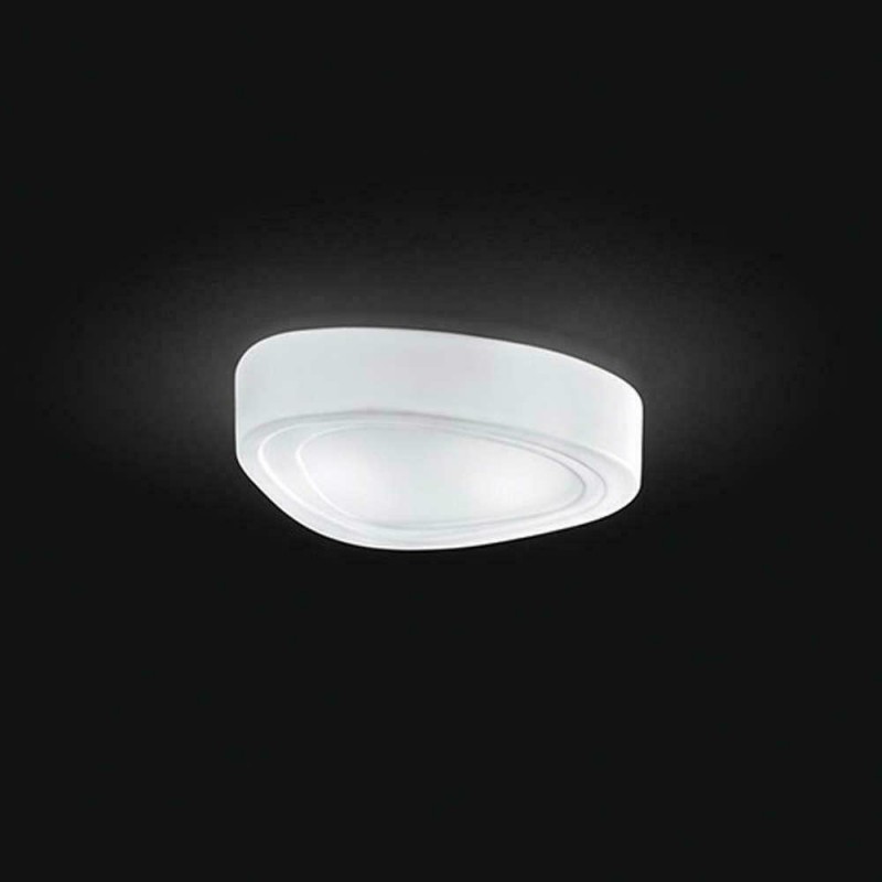 MOU Φωτιστικό Οροφής Πλαφονιέρα 6470 PERENZ φυσητό γυαλί άσπρο L35 x 28cm