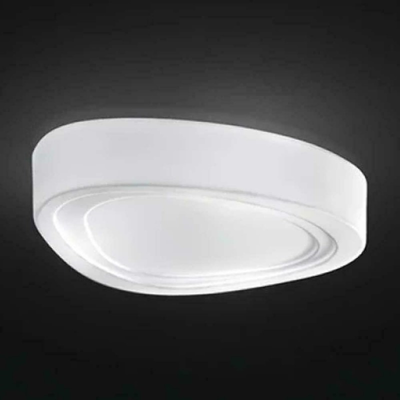 MOU Φωτιστικό Οροφής Πλαφονιέρα 6474 PERENZ φυσητό γυαλί άσπρο L52 x 42cm