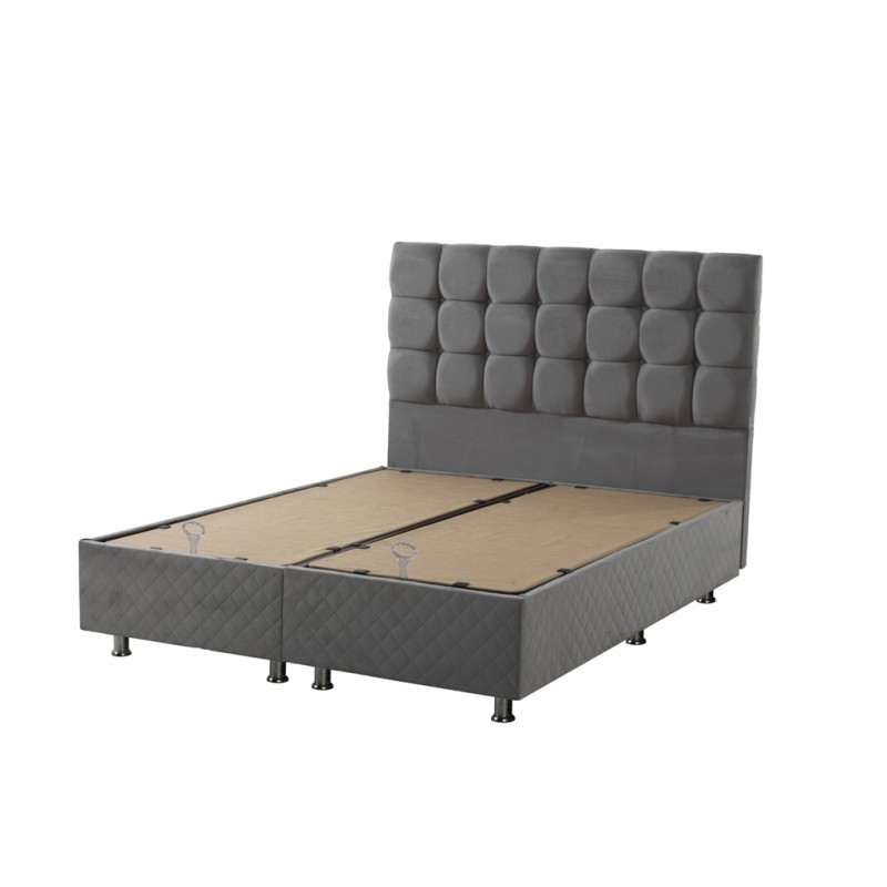 Helen Κρεβάτι Υπέρδιπλο Επενδυμένο με Ύφασμα Γκρι με Αποθηκευτικό Χώρο για Στρώμα 160x200cmΚωδικός: FD-HELEN-GR